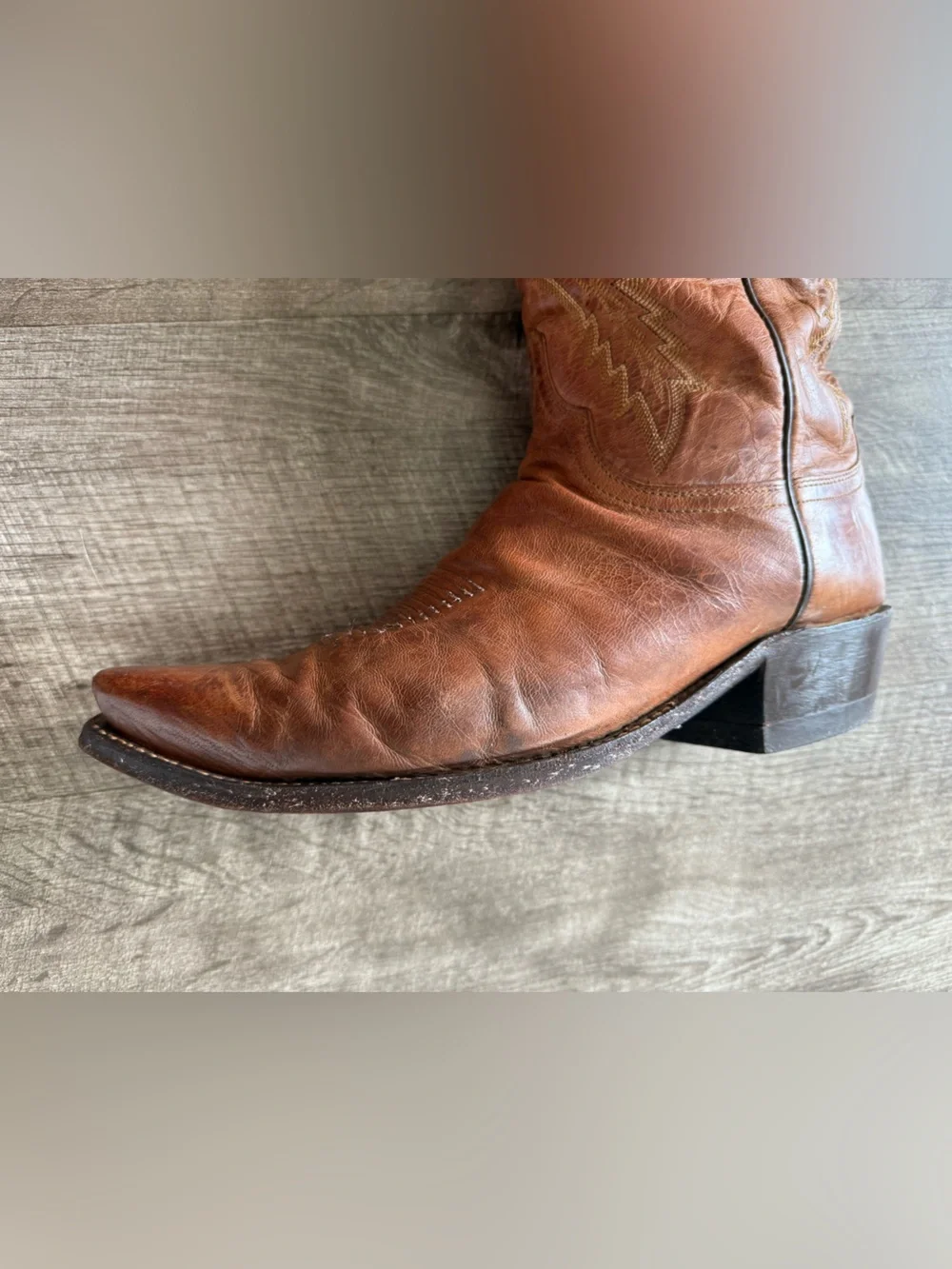 Lucchese 1883 Men's Handmade Burnished Tan Mad Dog Goat Boots Size 12D